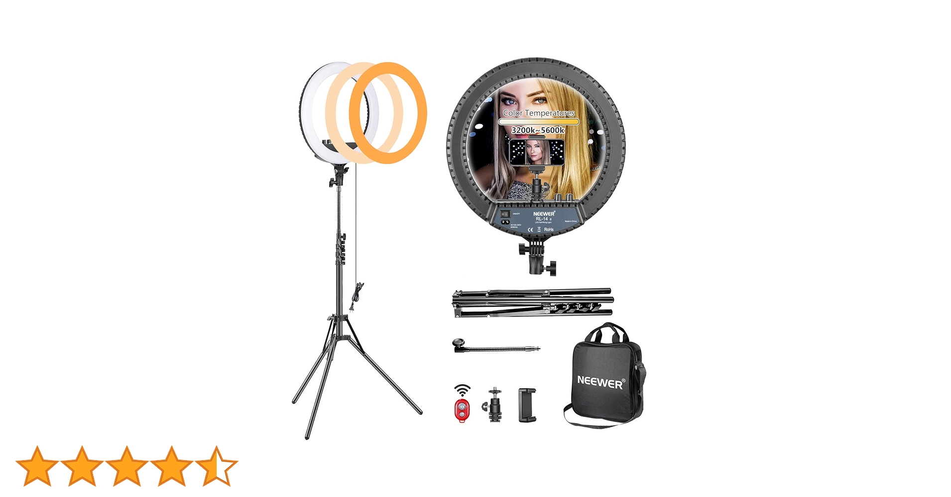 Amazon | Neewer 14インチ 外側調光機能付きLEDリングライト